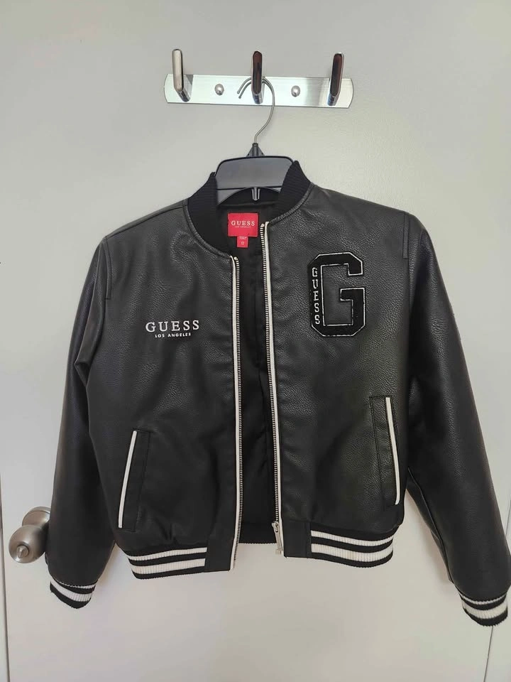 GUESS Kids Faux Leather Bomber Jacket - Size 12 - photo 2