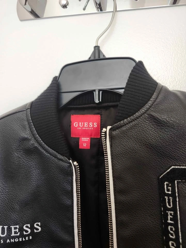 GUESS Kids Faux Leather Bomber Jacket - Size 12 - photo 3
