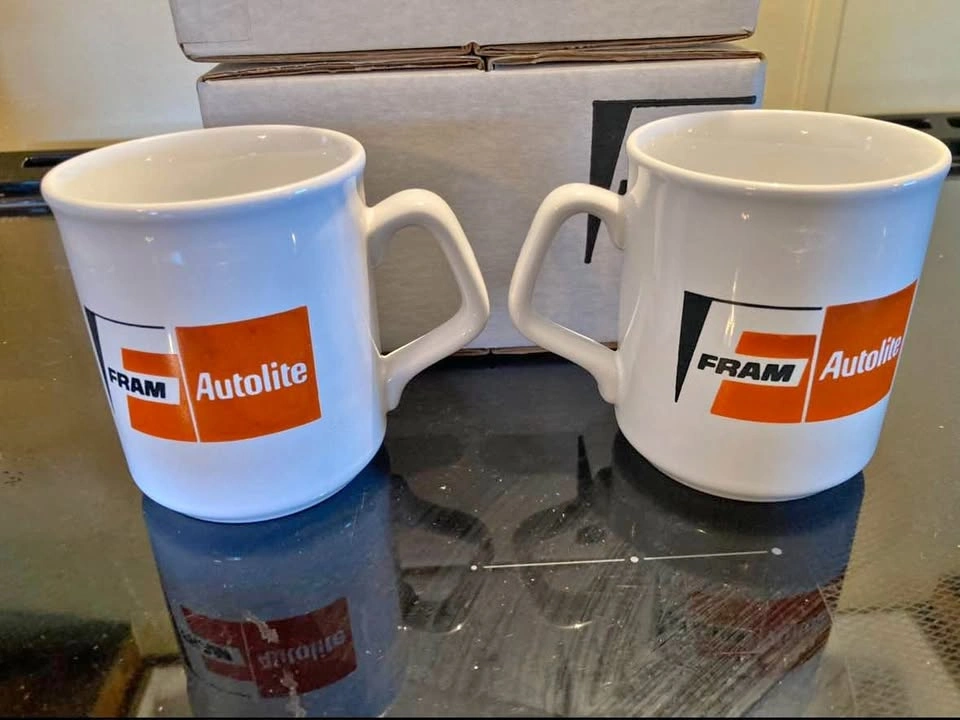 Vintage Set Of Four FRAM Coffee Mugs