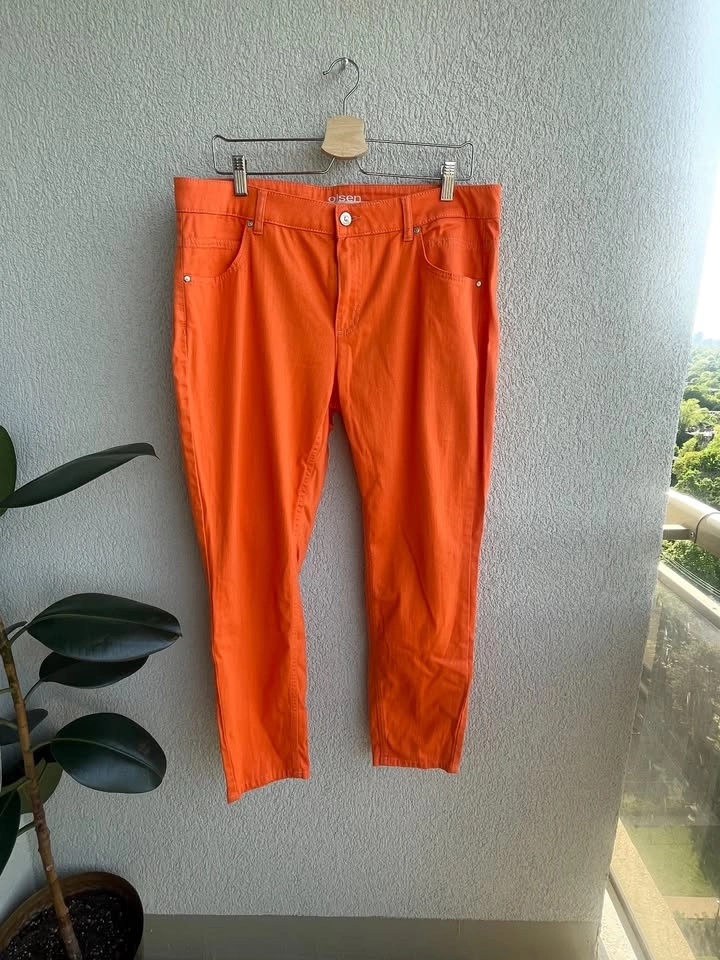 Size 16 Olsen Orange Stretch Jeans Kim Pipe Slim Leg Pants - photo 2
