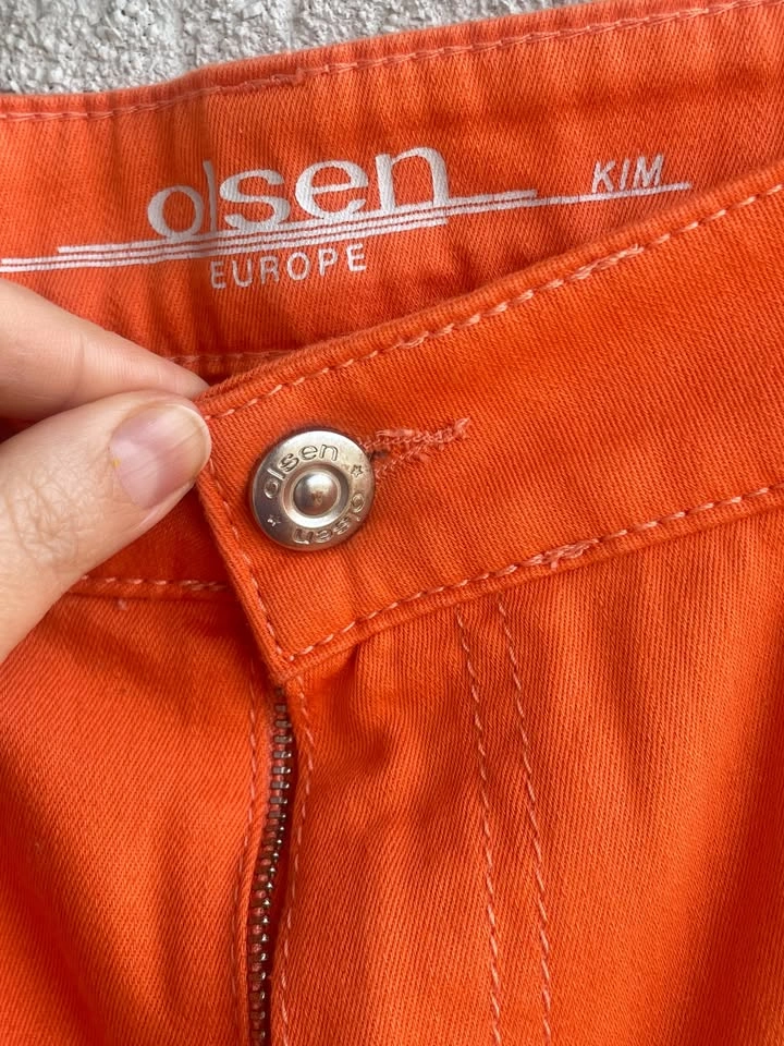 Size 16 Olsen Orange Stretch Jeans Kim Pipe Slim Leg Pants - photo 3