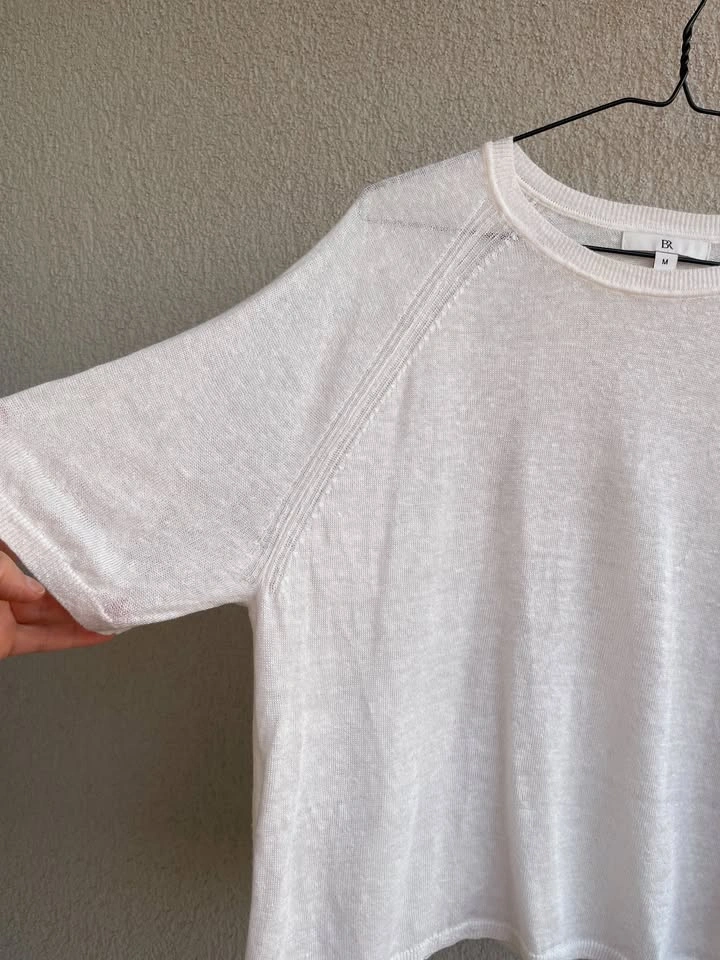 Banana Republic White Linen Rayon Knit Top (M-L) - photo 4