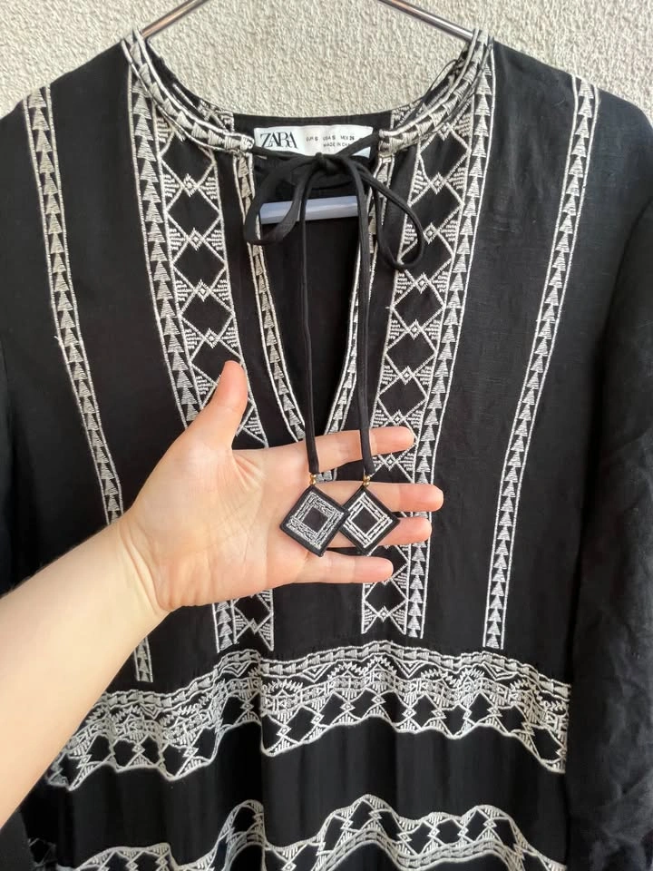 Zara Embroidered Boho Maxi Dress - Size S - photo 4