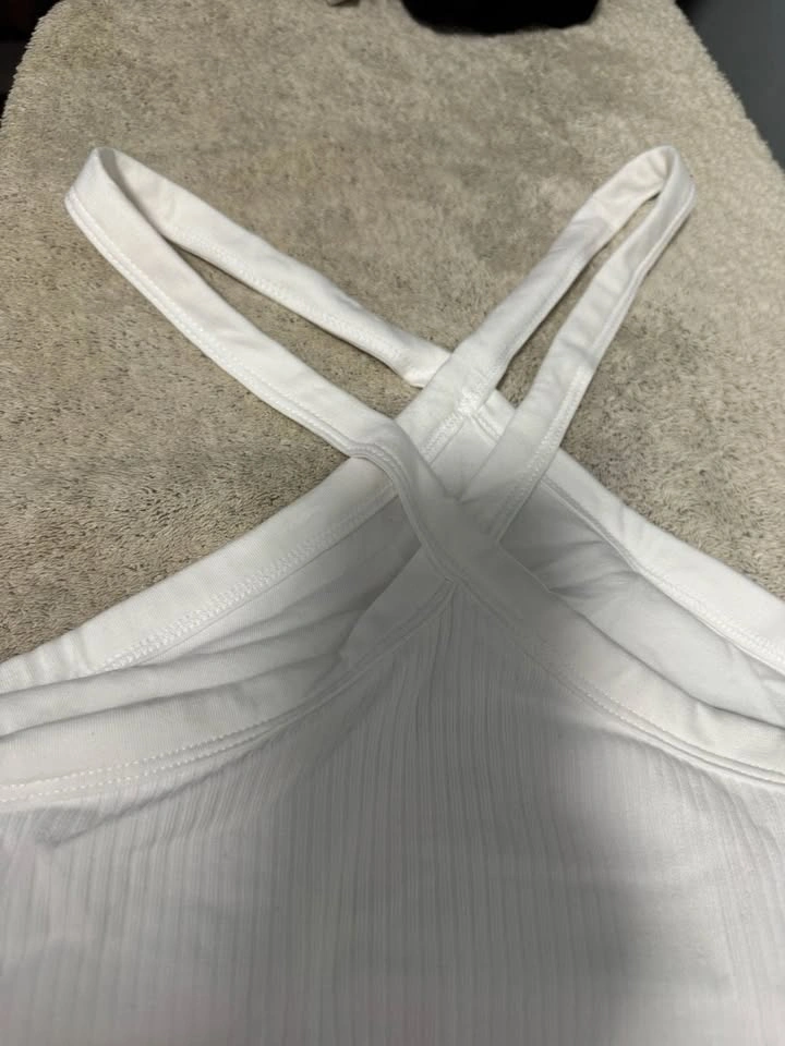 Old Navy White Ribbed Crisscross Halter Tank Top XXL - photo 4