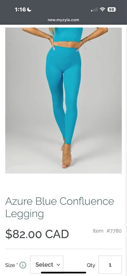 Zyia Azure Blue Confluence Legging