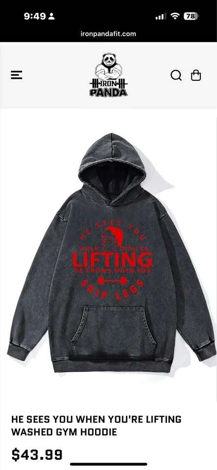 IronPanda "He Sees You When You're Lifting" Hoodie