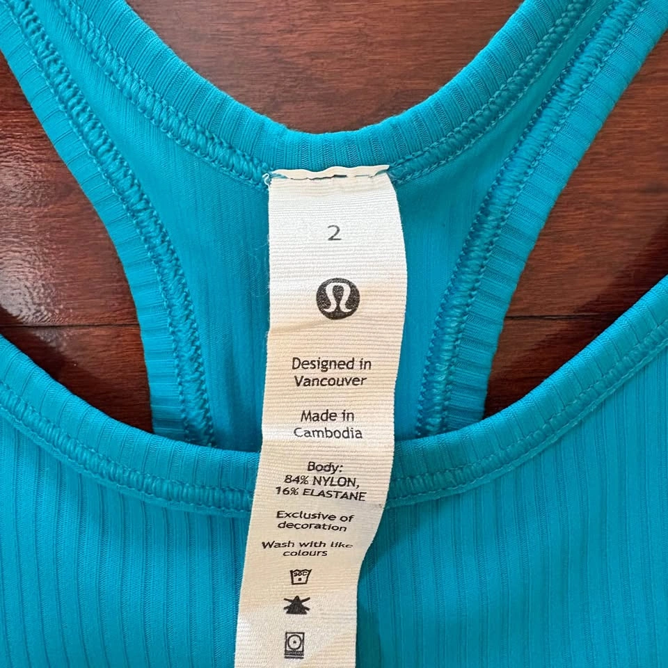 Lululemon Base Pace Tank - Ribbed Turquoise Tide Size 2 - photo 3