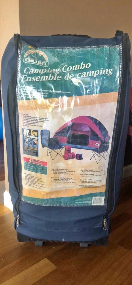 Escort Camping Combo 4 Person Tent Sleeping Bags Chairs Cooler