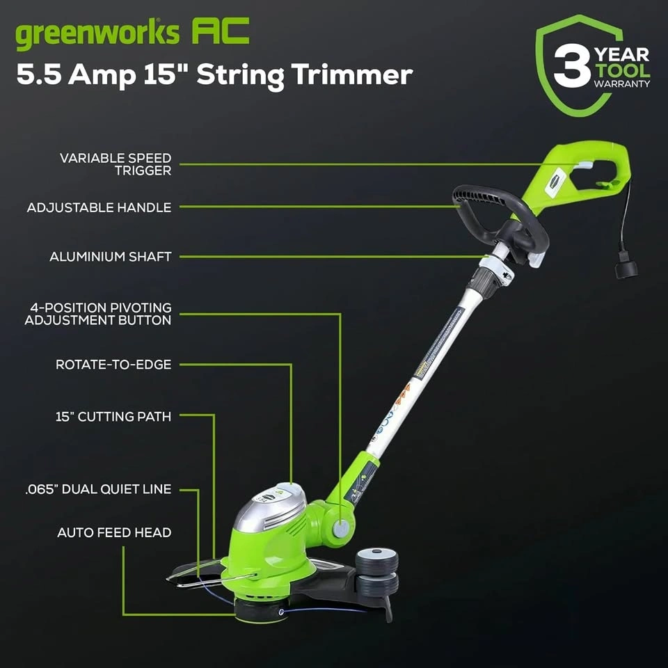 New Greenworks 15'' Electric Trimmer/Edger w/ Warranty - photo 4