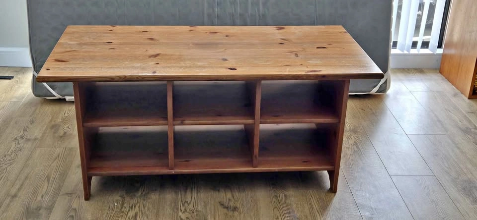 Solid Pine Coffee Table with Shelving