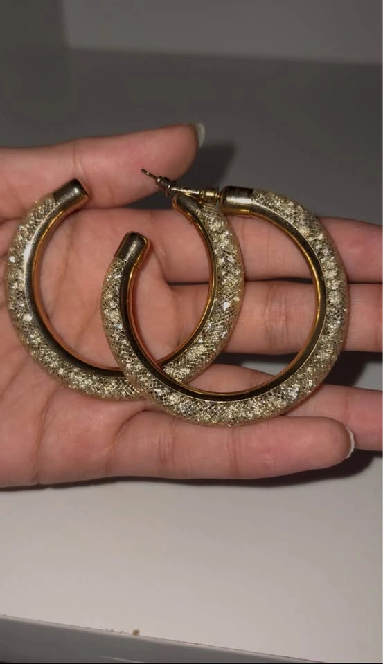 3 Pairs Hoop Earrings - Gold, Black & Multicolor - photo 3