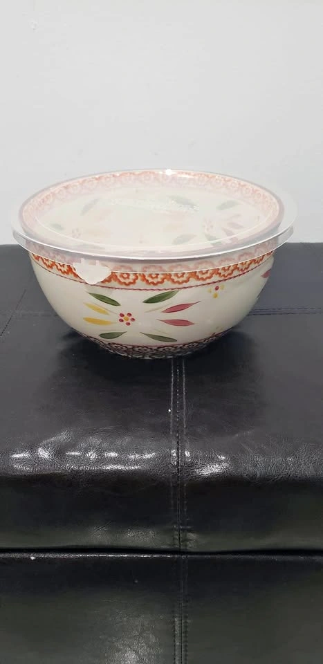 Large Floral Serving Bowl With Lid