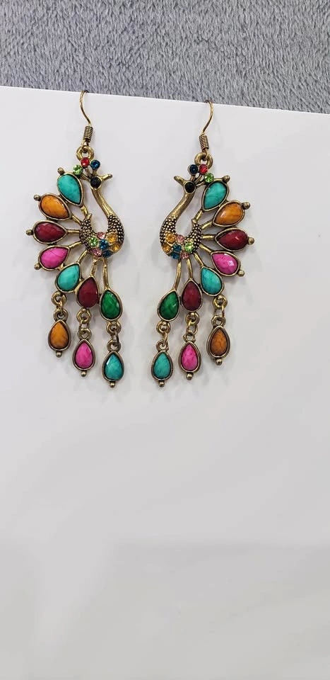 Peacock Multicolor Dangle Earrings