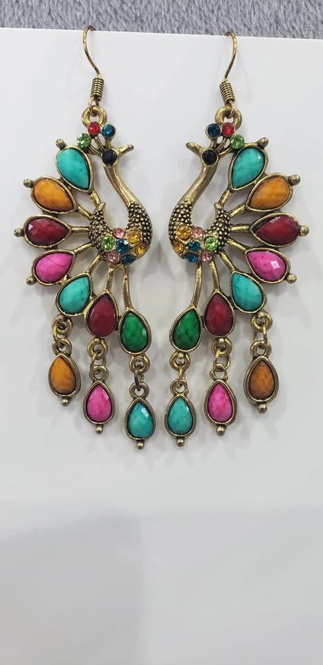 Peacock Multicolor Dangle Earrings - photo 3