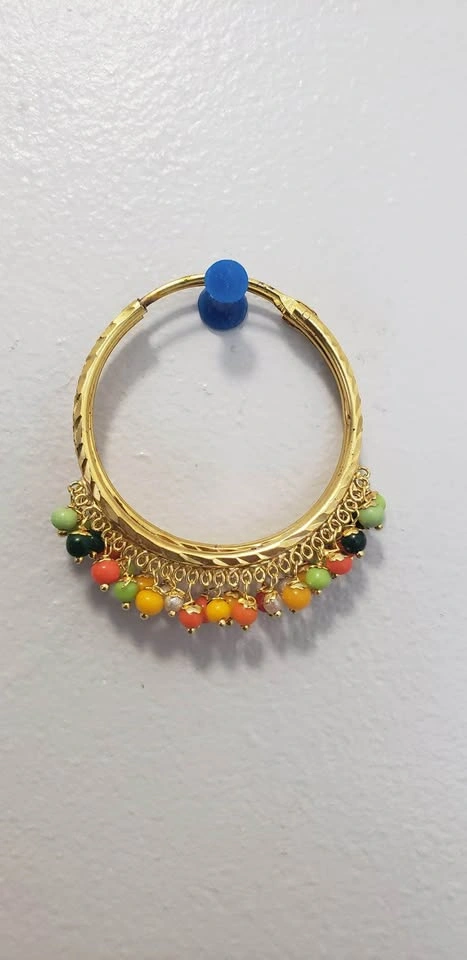 Multicolour Hoop Earrings with Beads - photo 2
