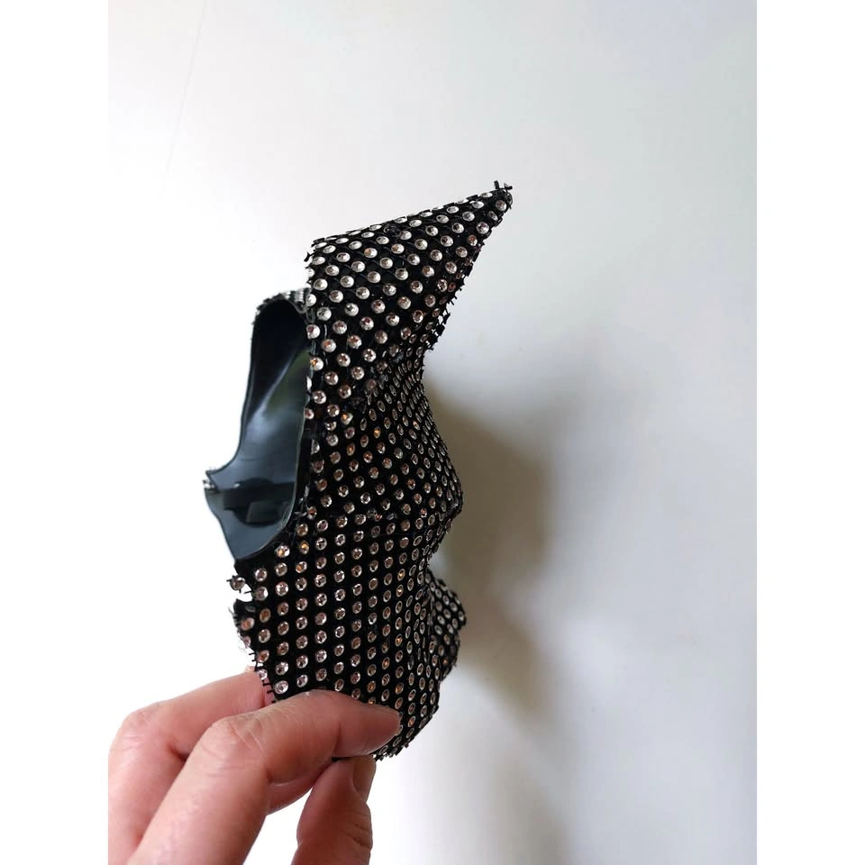 Black Rhinestone Cat Mask Sparkly Catwoman-Style Masquerade Mask - photo 3