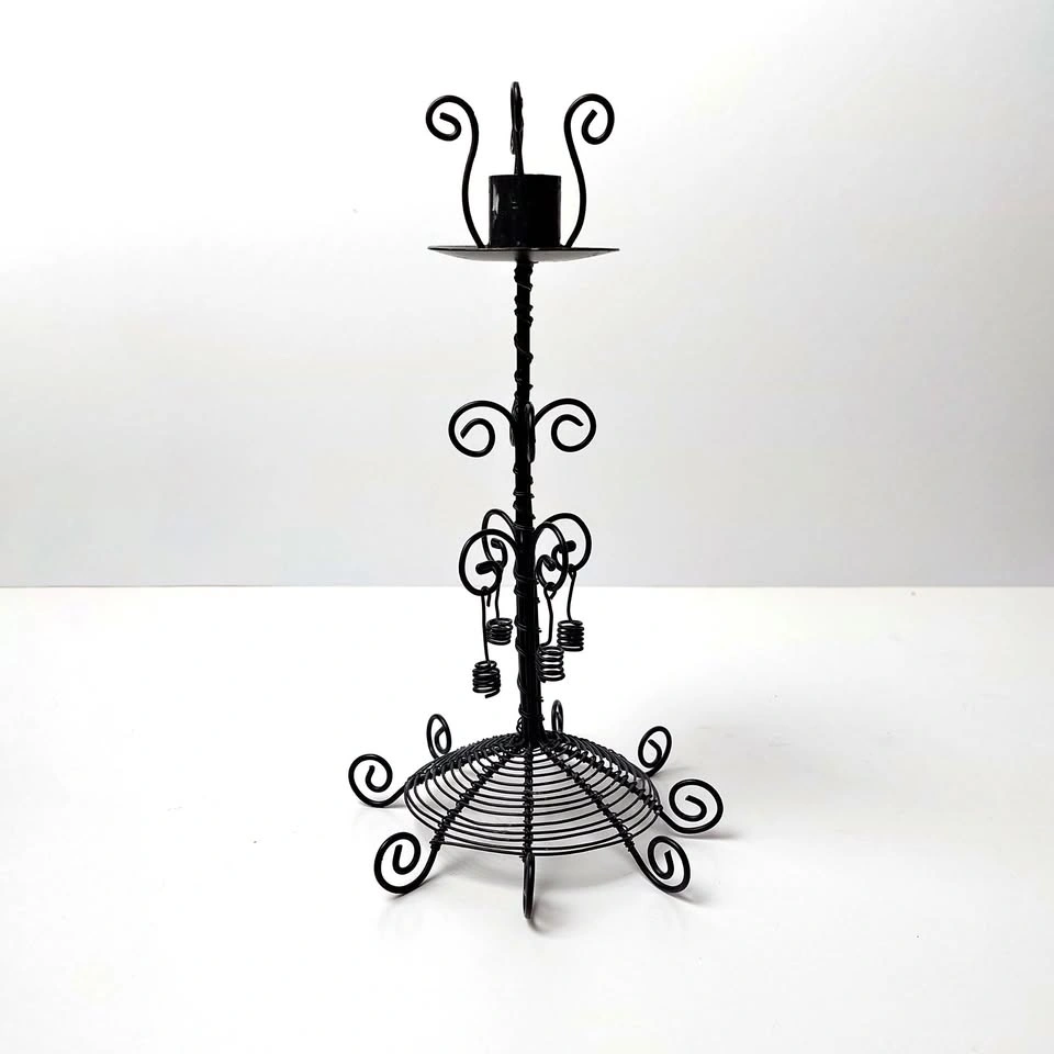Vintage IKEA Black Metal Candle Holder Stand (Scrollwork)