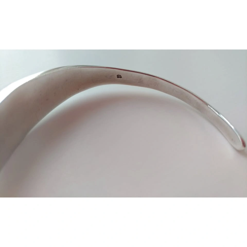 Heavy Sterling Silver Bangle Bracelet Black Enamel Small Wrist - photo 4