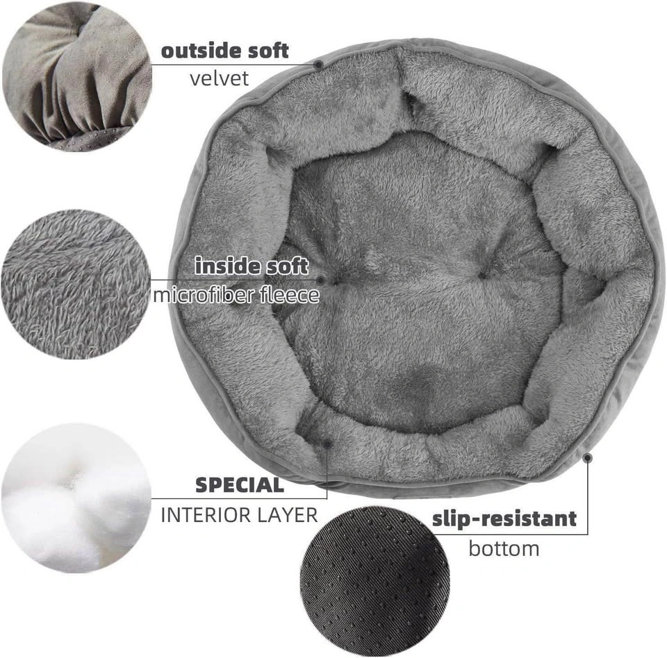 Asvin Comfy Grey Pet Bed for Cats Small Dogs - photo 4