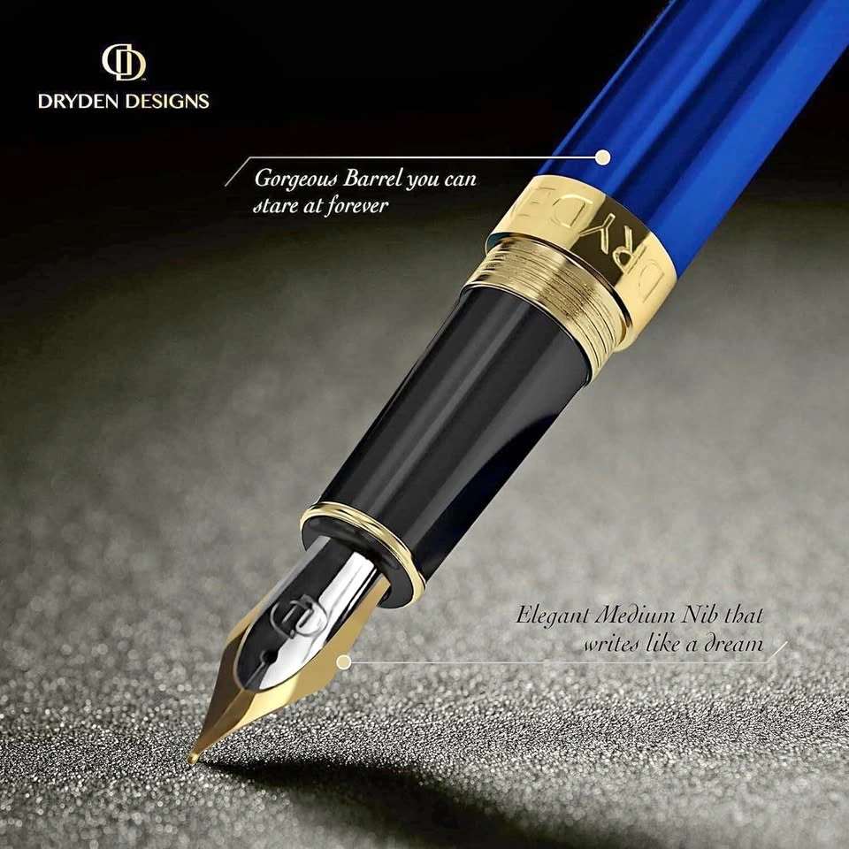 Dryden Designs Blue Gold Fountain Pen