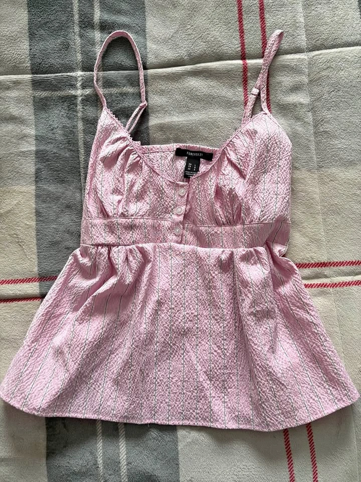 Pink Striped Babydoll Cami Top
