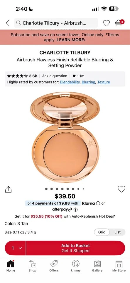 Mini Charlotte Tilbury Airbrush Powder in 3 Tan