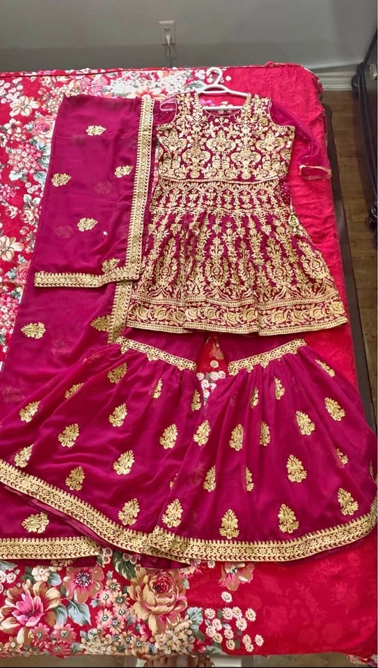 Pink & Gold Indian Sharara Set Traditional Outfit