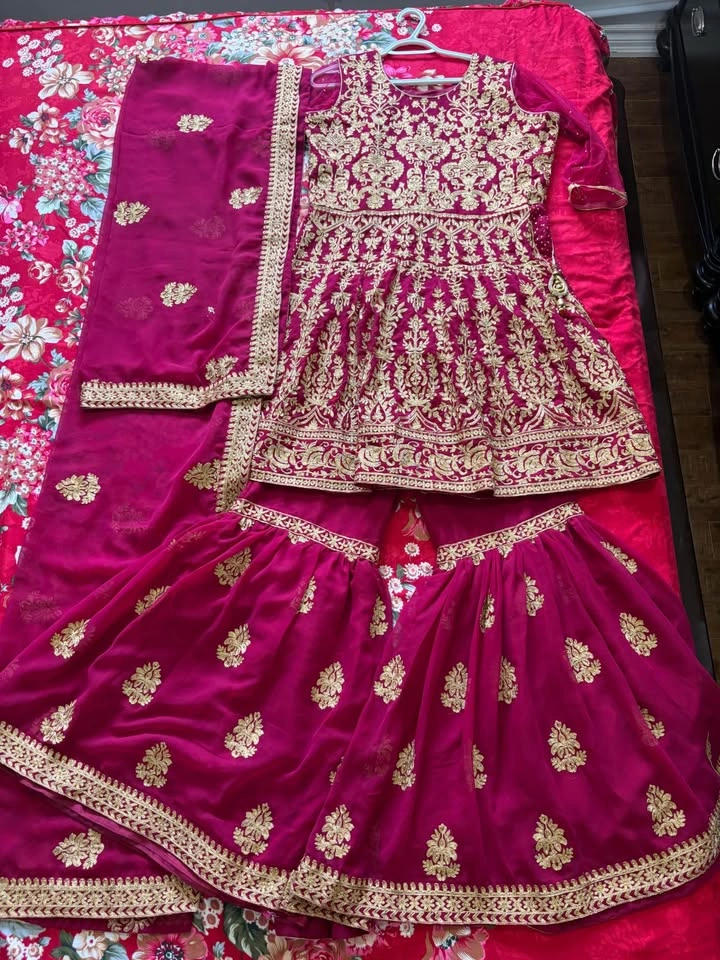 Pink & Gold Indian Sharara Set Traditional Outfit - photo 2