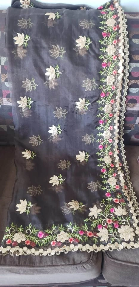 Brown Organza Dupatta with Gota Patti Work - photo 2