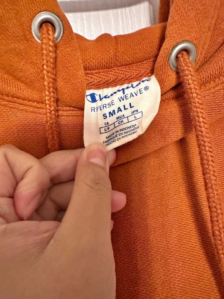 Champion Reverse Wave Crop Hoodie Orange Size S