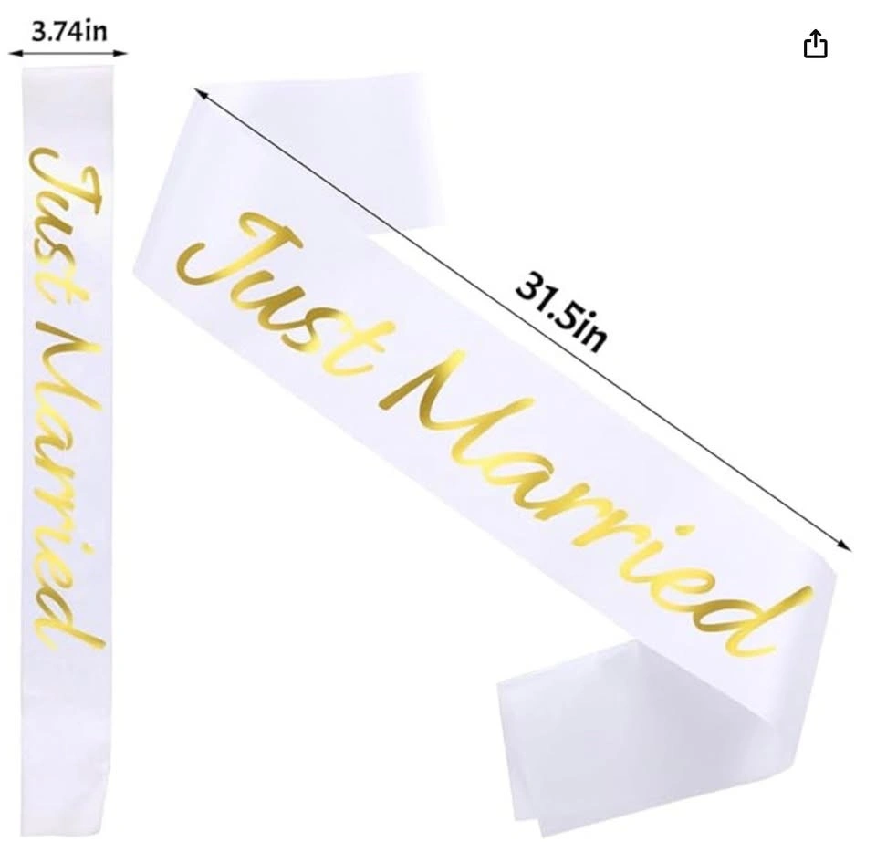 Just Married Sash Bachelorette Party Bride to Be Bridal Shower W - photo 2