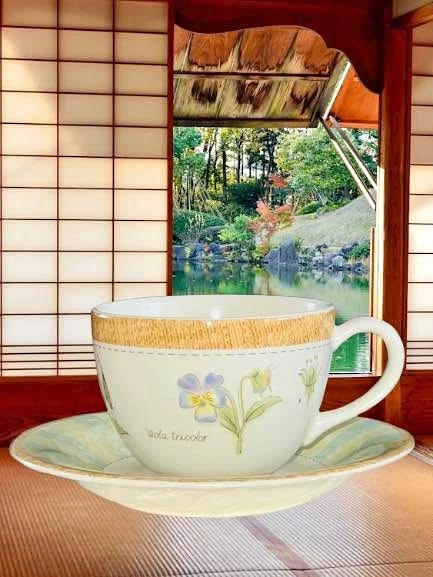 Vintage Viola Tricolor Botanical Cup & Saucer Set