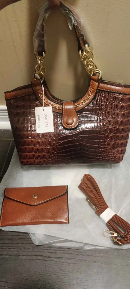 Brand new 2pc luxury crocodile pattern handbag - photo 2