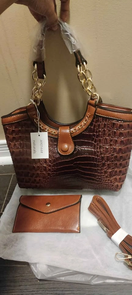 Brand new 2pc luxury crocodile pattern handbag - photo 4
