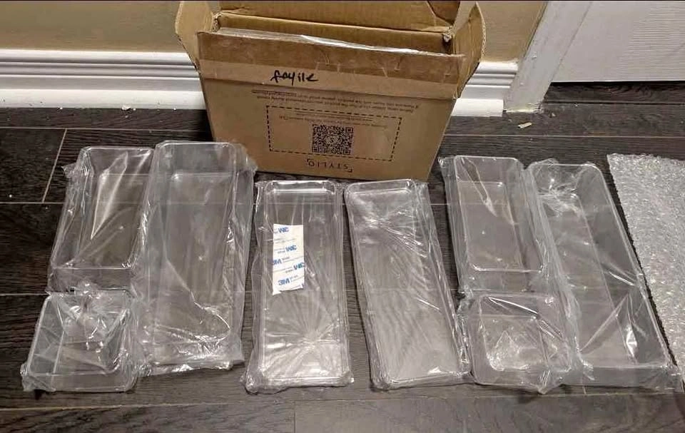 Brand new clear acrylic 8pc organizer set makeup / bathroom orga
