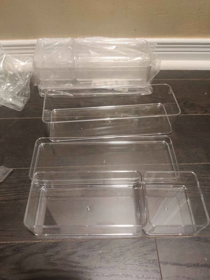 Brand new clear acrylic 8pc organizer set makeup / bathroom orga - photo 4