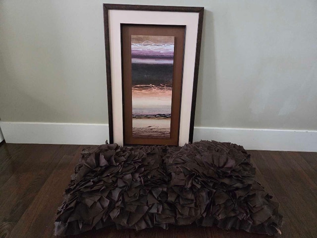Designer Decor Set: Abstract Art & Pier 1 Pillows