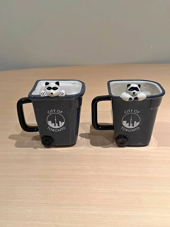 2x Toronto Raccoon Garbage Bin Mugs