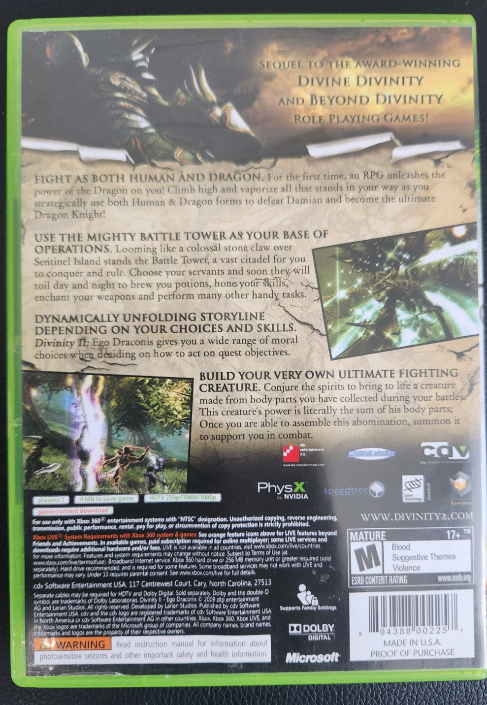 Divinity II: Ego Dragonis Xbox 360 (2009) No Manual - photo 2