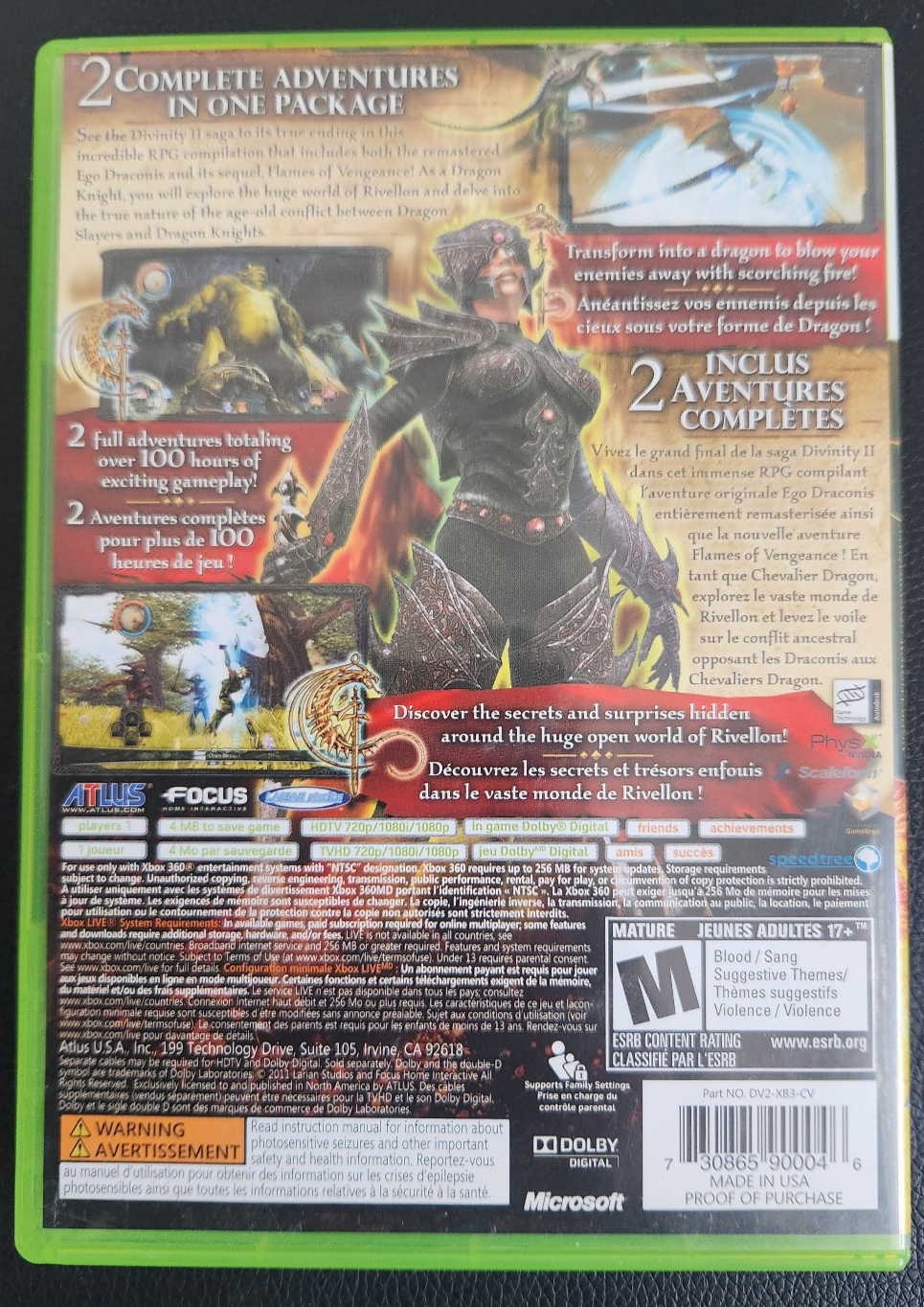 Divinity II: Dragon Knight Saga (Xbox 360, 2011) CIB + Soundtrac - photo 2