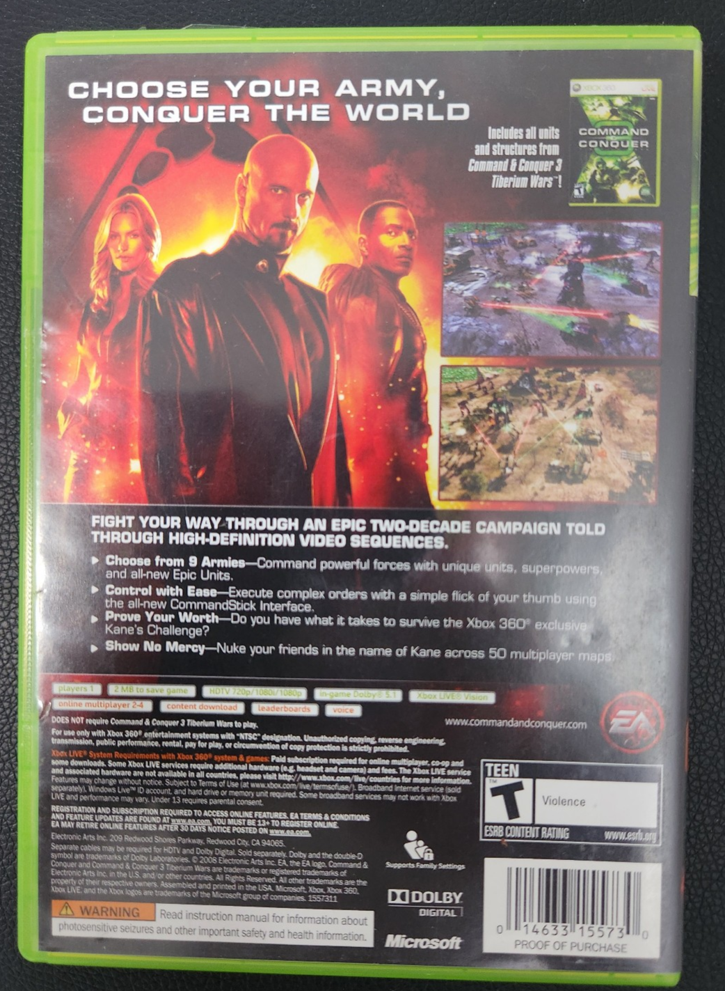Xbox 360 Command & Conquer 3 Kane's Wrath Complete CIB Excellent - photo 2