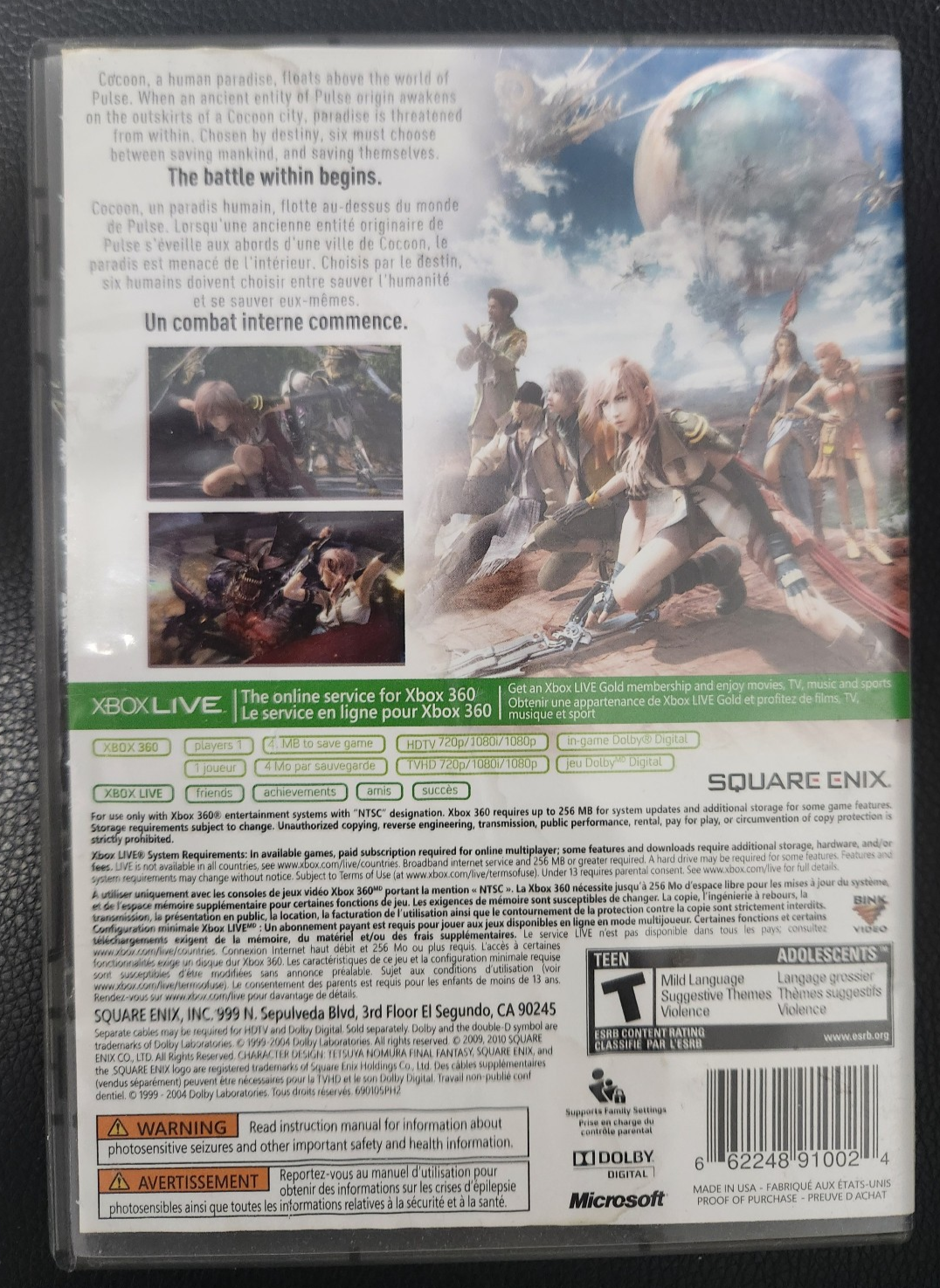 Final Fantasy XIII Xbox 360 (2010) Complete 3 Disc Set w/ Manual - photo 2