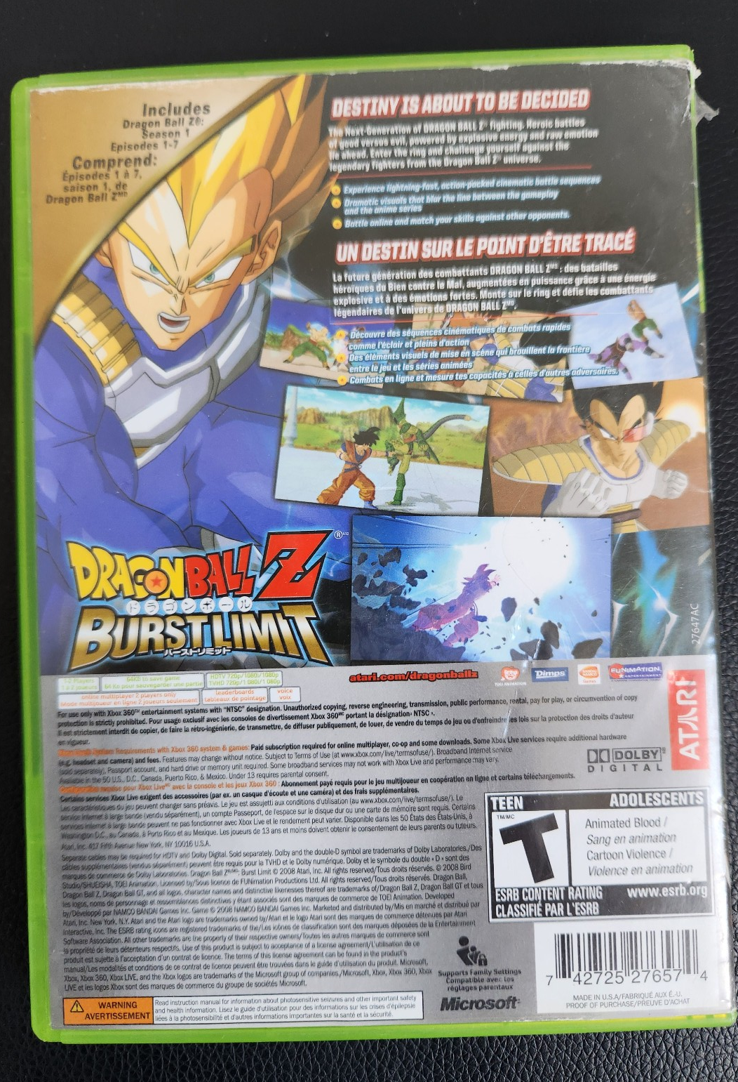 Dragon Ball Z: Burst Limit (Xbox 360, 2008) + Bonus DVD - photo 2