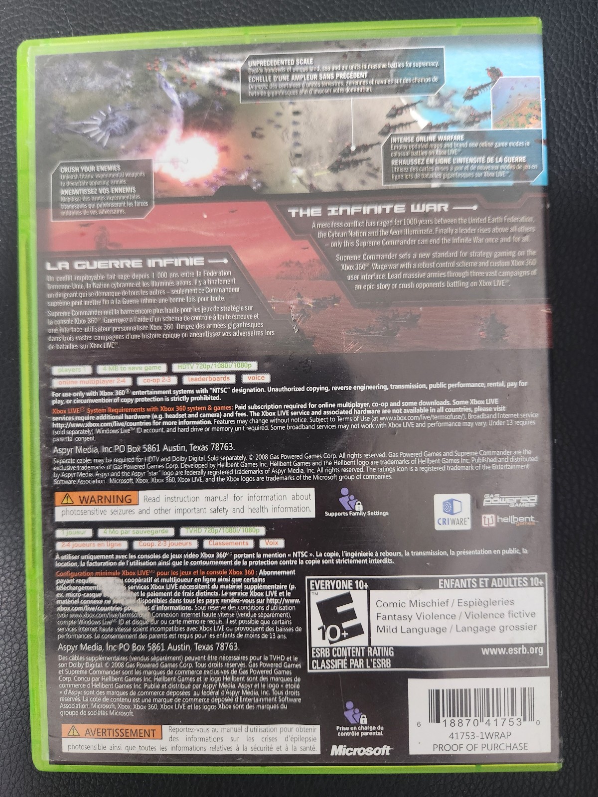 Supreme Commander Xbox 360 - Complete In Box & Tested - photo 2
