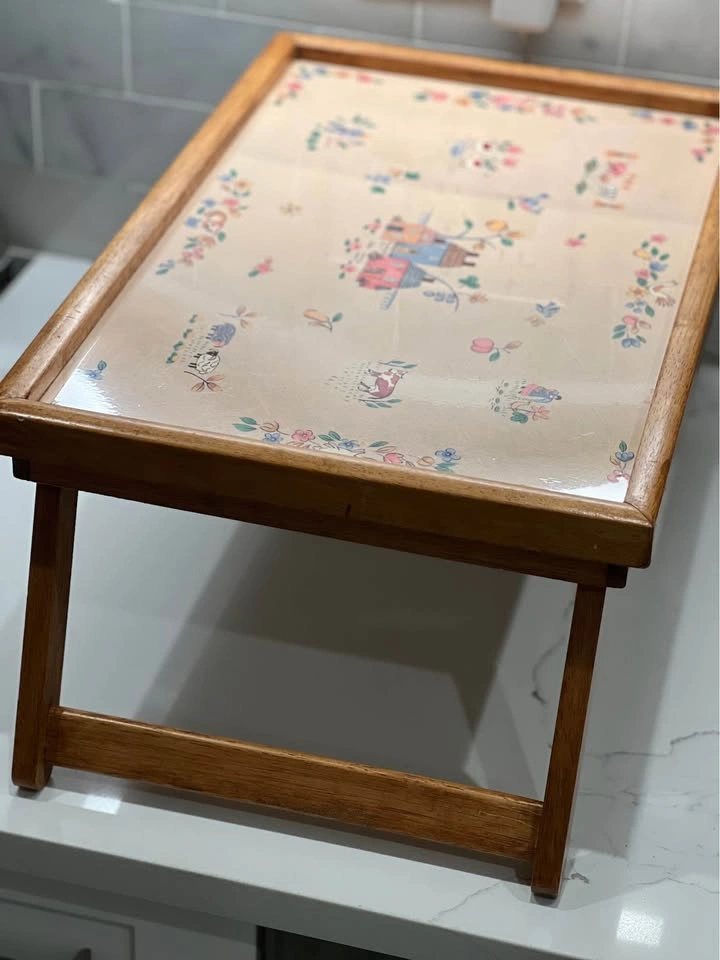 Vintage Heartland Pattern Wood Folding Bed Tray Table - photo 3