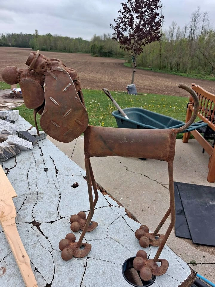 Handmade Scrap Metal Dog Sculpture