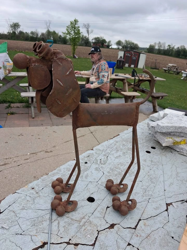 Handmade Scrap Metal Dog Sculpture - photo 2