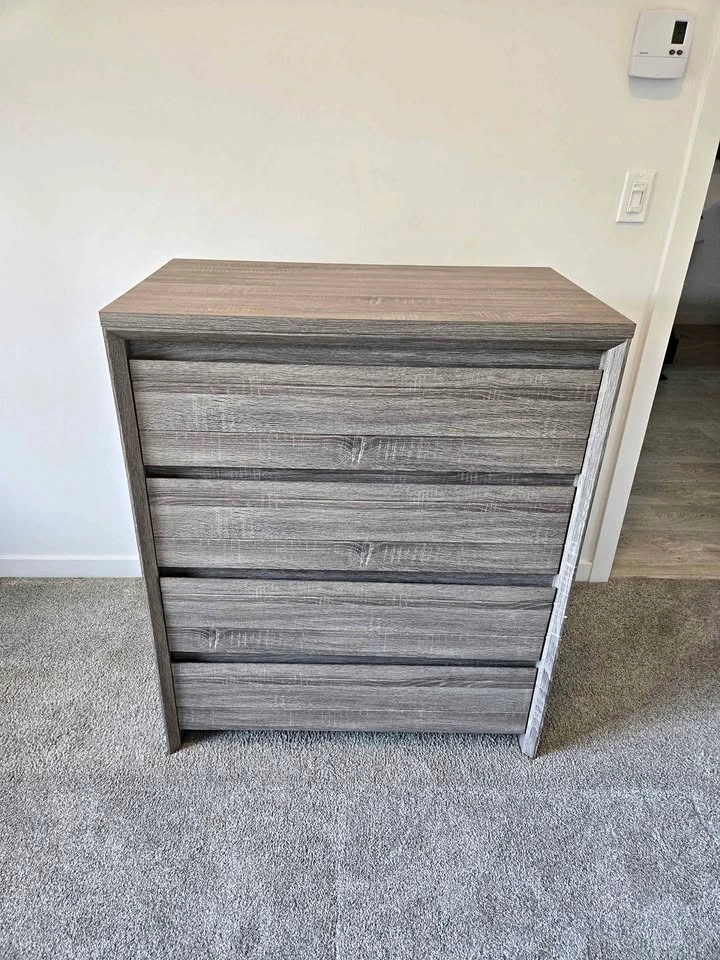 Grey Faux Wood 4-Drawer Dresser