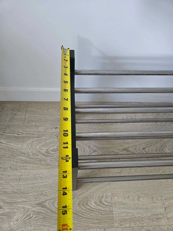 Black Wood Frame Shoe Rack with Metal Bars - photo 2