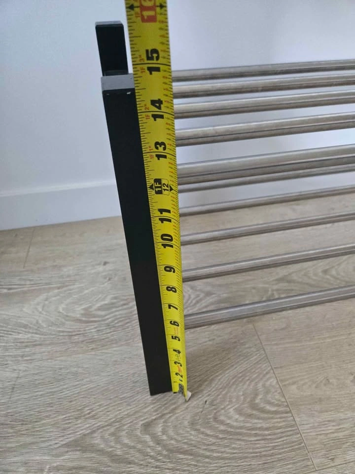 Black Wood Frame Shoe Rack with Metal Bars - photo 3